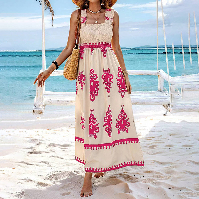 Santorini Printed Hankerchief Maxi Dress
