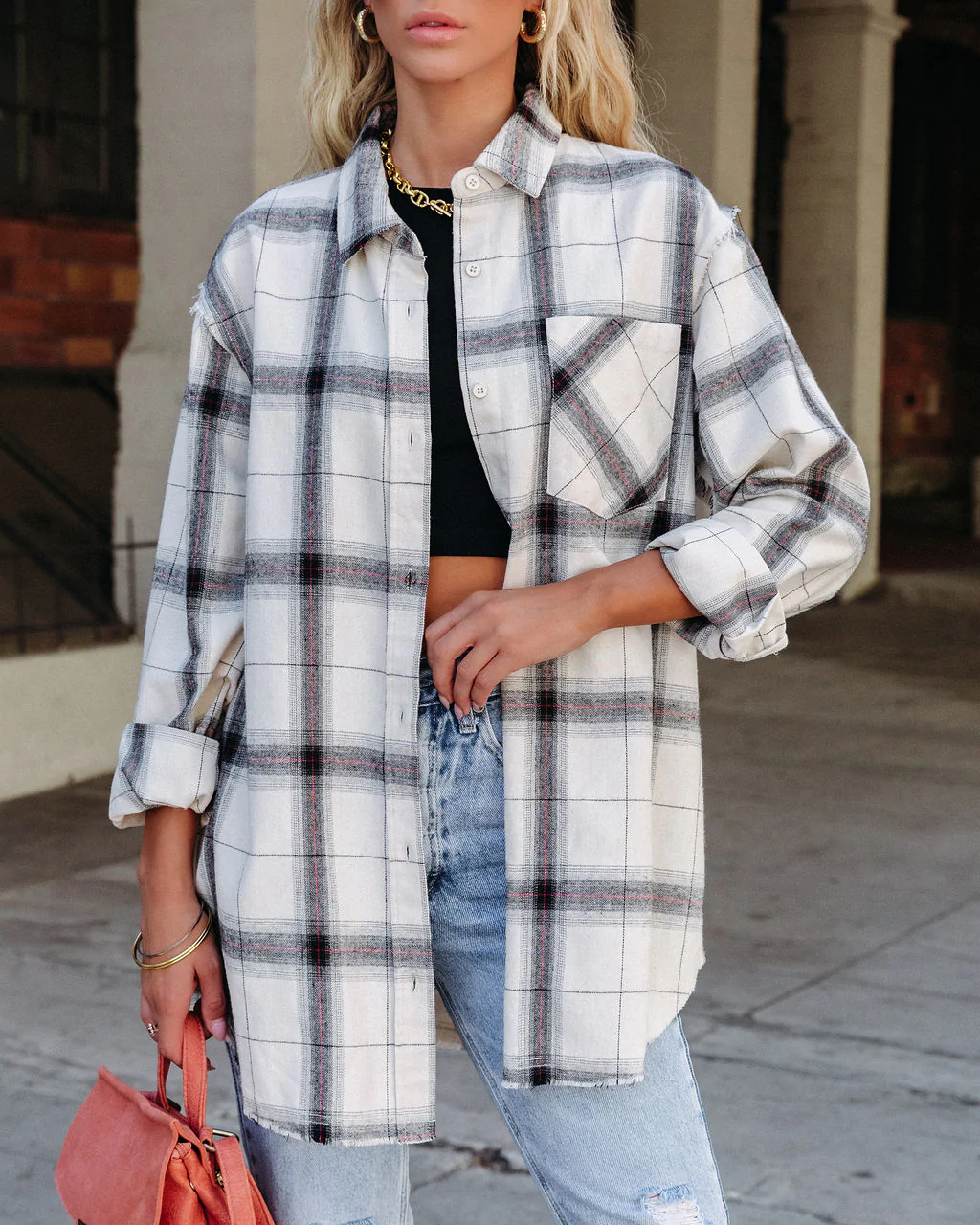 Willow Plaid Button-Front Shacket