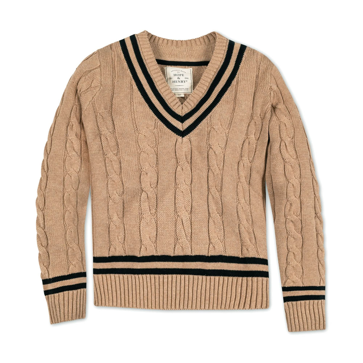 Varsity Stripe Organic Cotton Cable-Knit Sweater