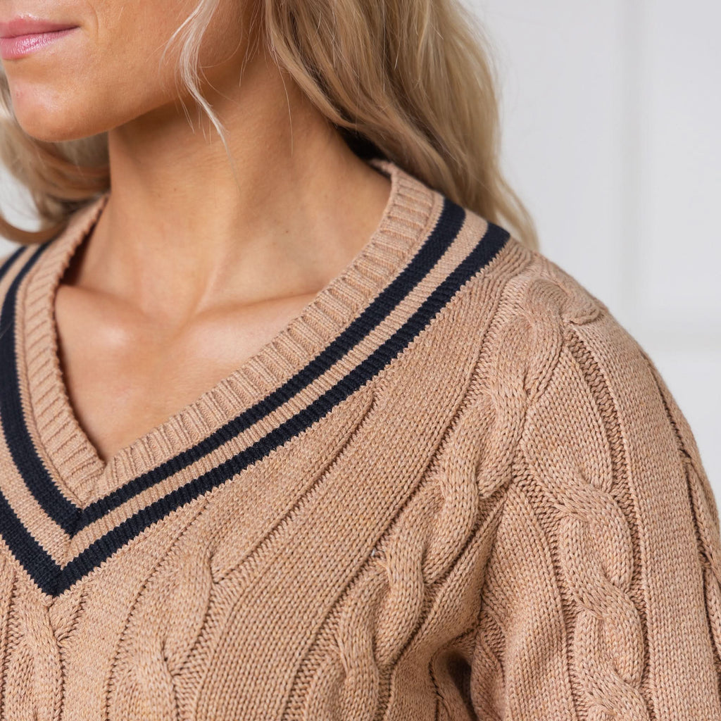 Varsity Stripe Organic Cotton Cable-Knit Sweater