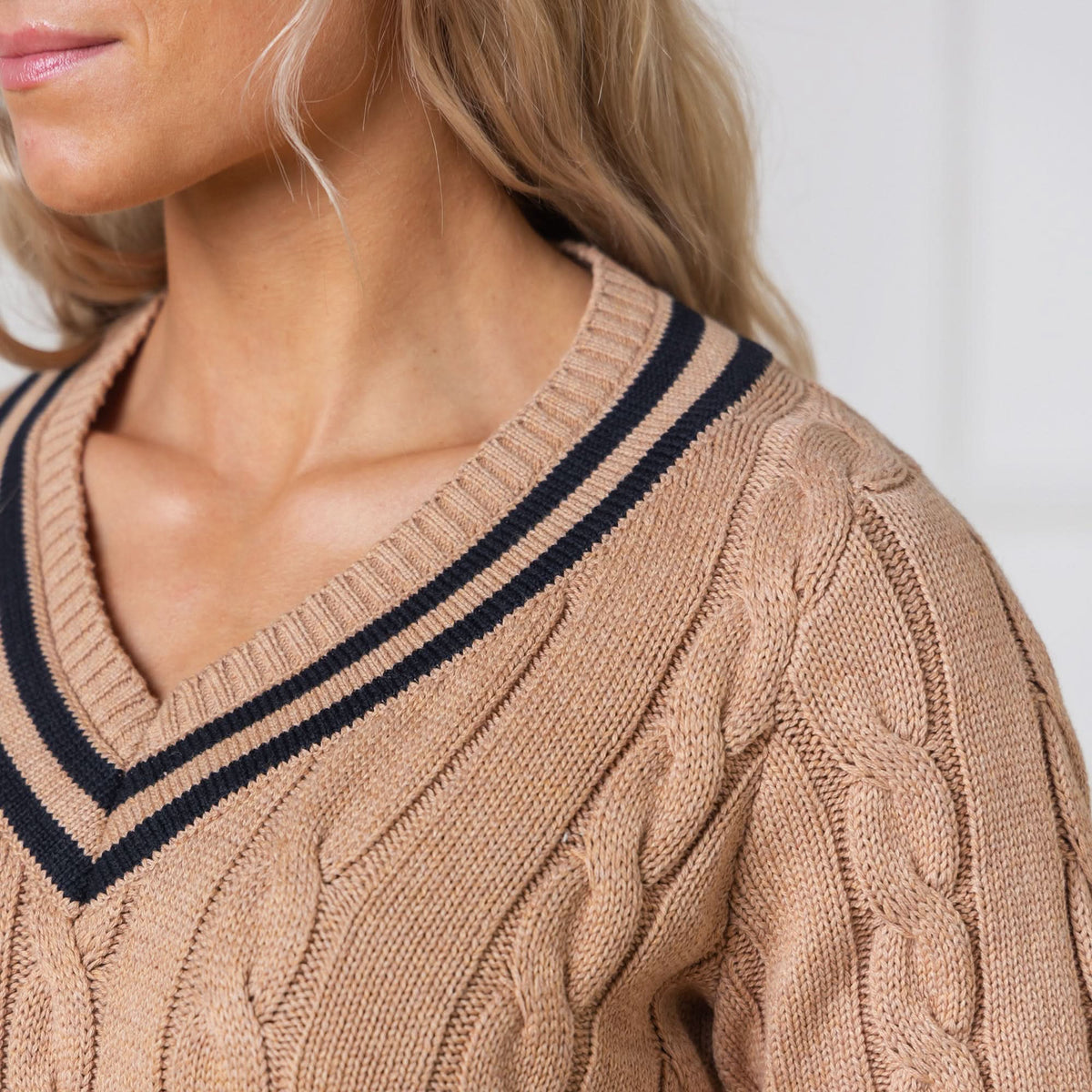 Varsity Stripe Organic Cotton Cable-Knit Sweater