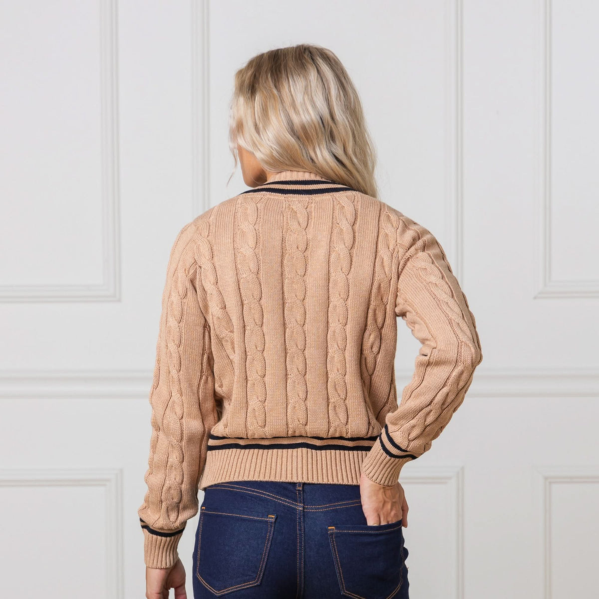 Varsity Stripe Organic Cotton Cable-Knit Sweater