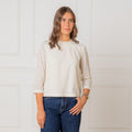 Organic Cotton Eyelet Ruffle-Neck Blouse
