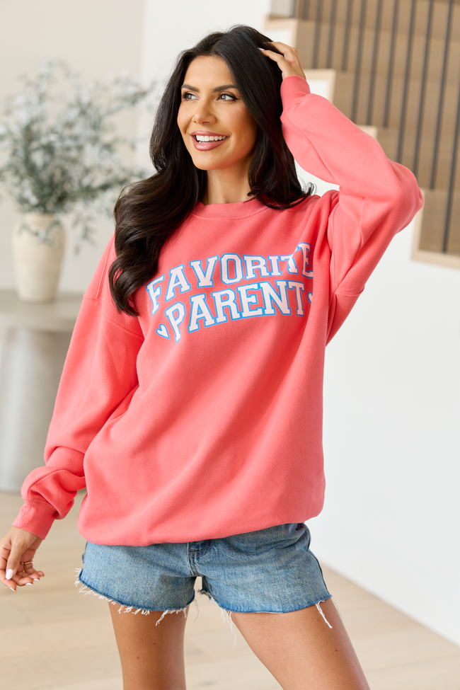 Favorite Parent Light Red Graphic Sweatshirt