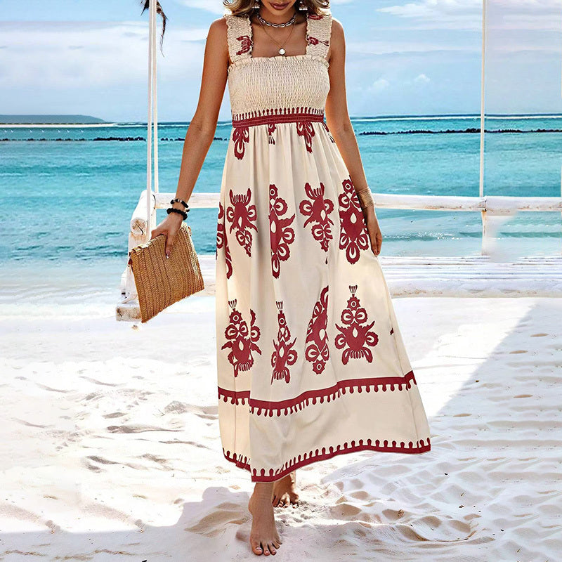 Santorini Printed Hankerchief Maxi Dress