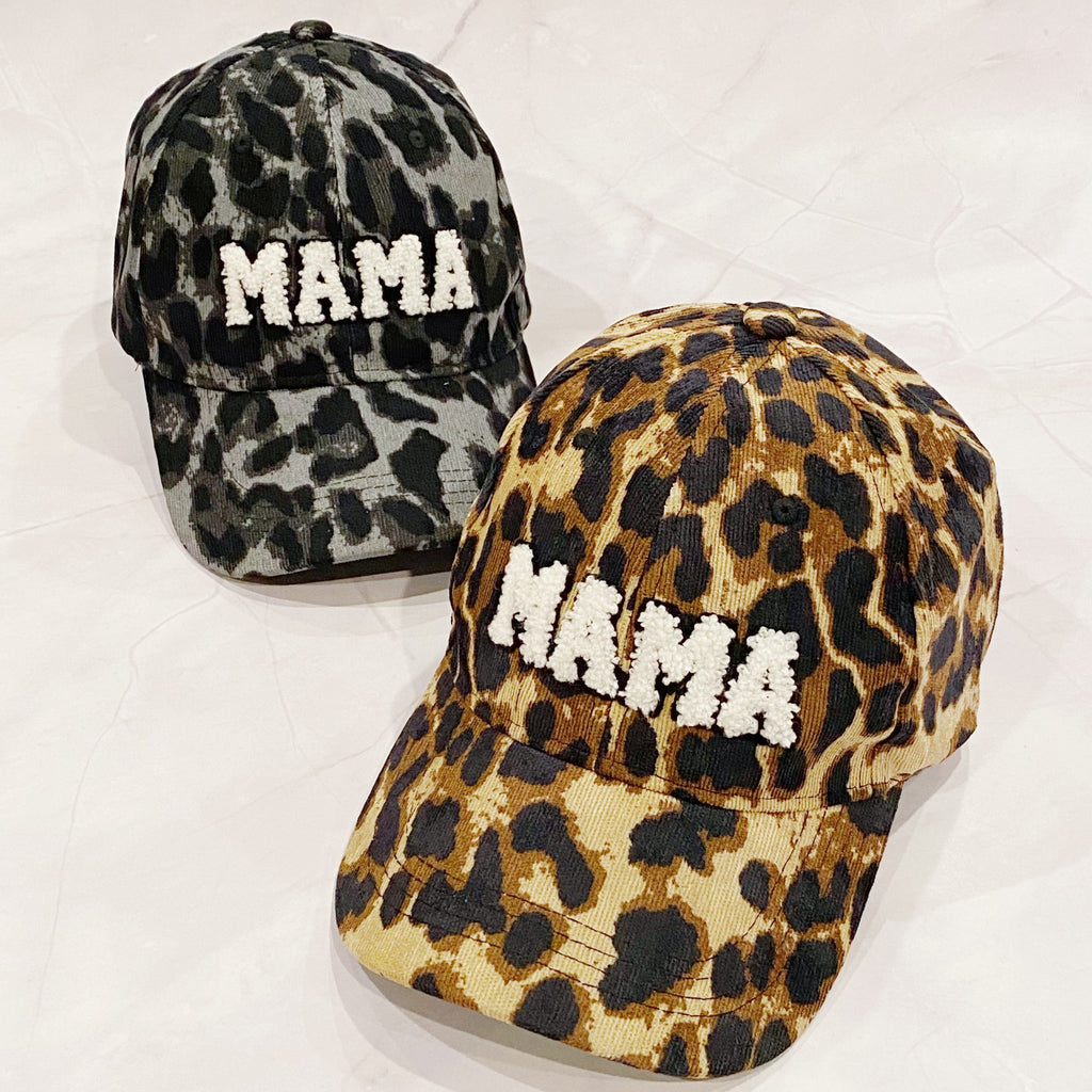 Leopard Mama Corduroy Baseball Cap