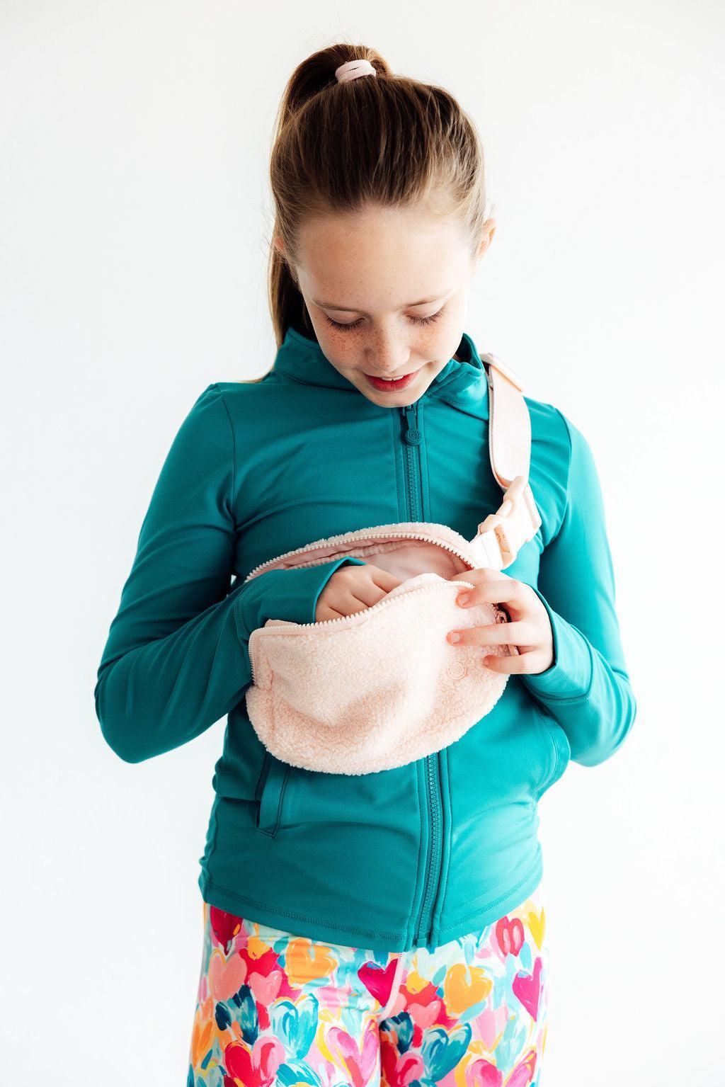 Blush Pink Fleece Belt Bag