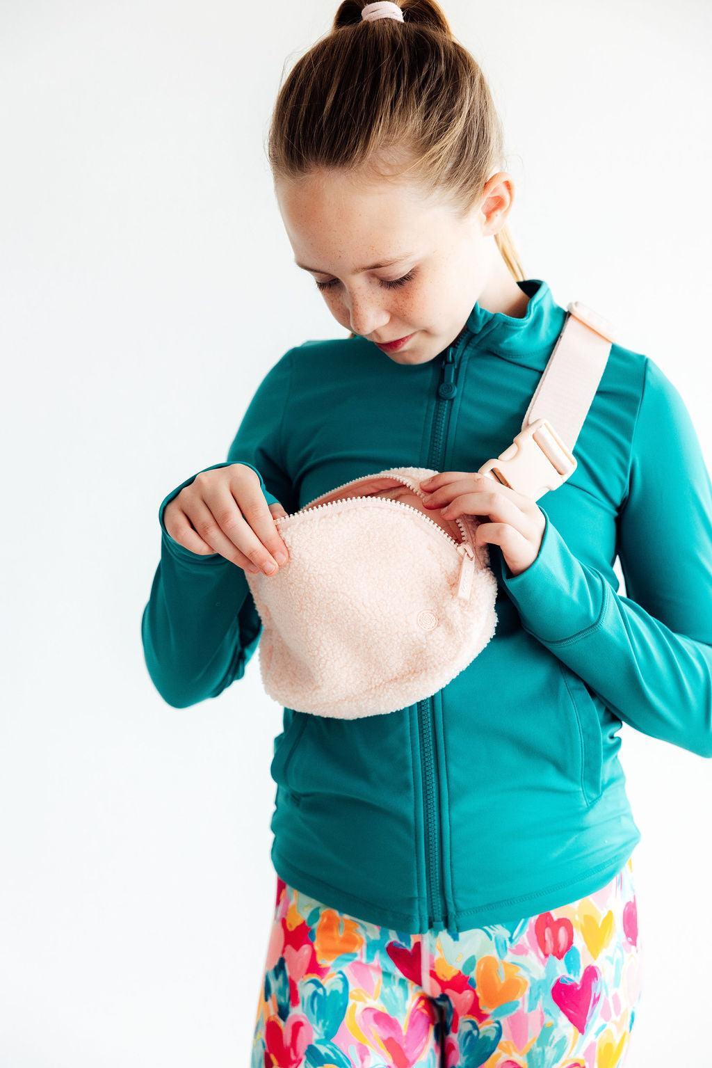 Blush Pink Fleece Belt Bag