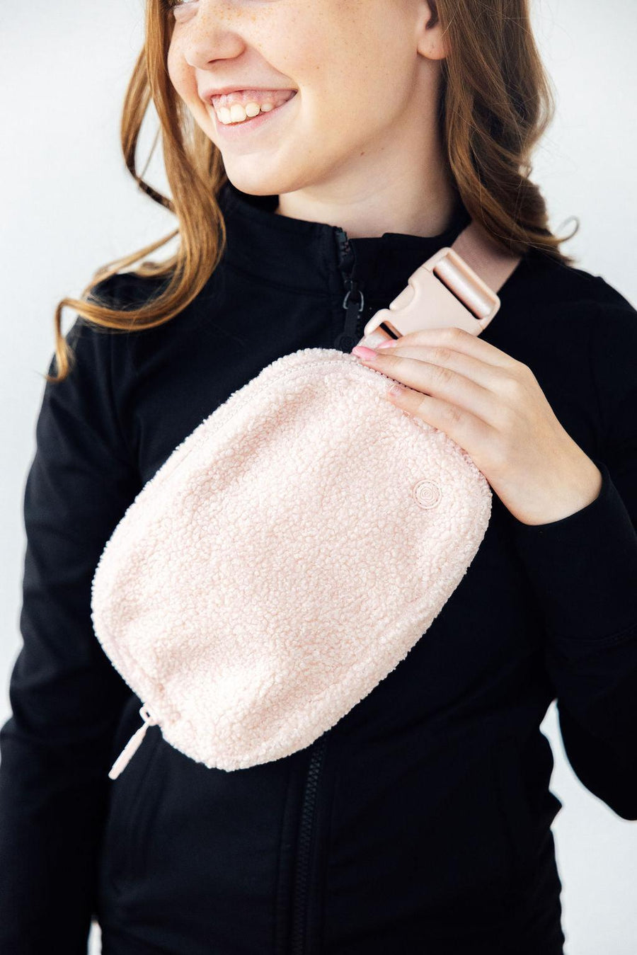 Blush Pink Fleece Belt Bag
