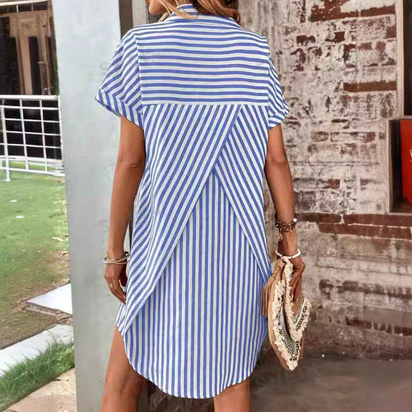 Coastal Stripe Collared Shift Dress