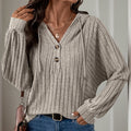 Inner Wear Home Casual Laid Sunken Stripe Hooded Solid Color Sweater Top