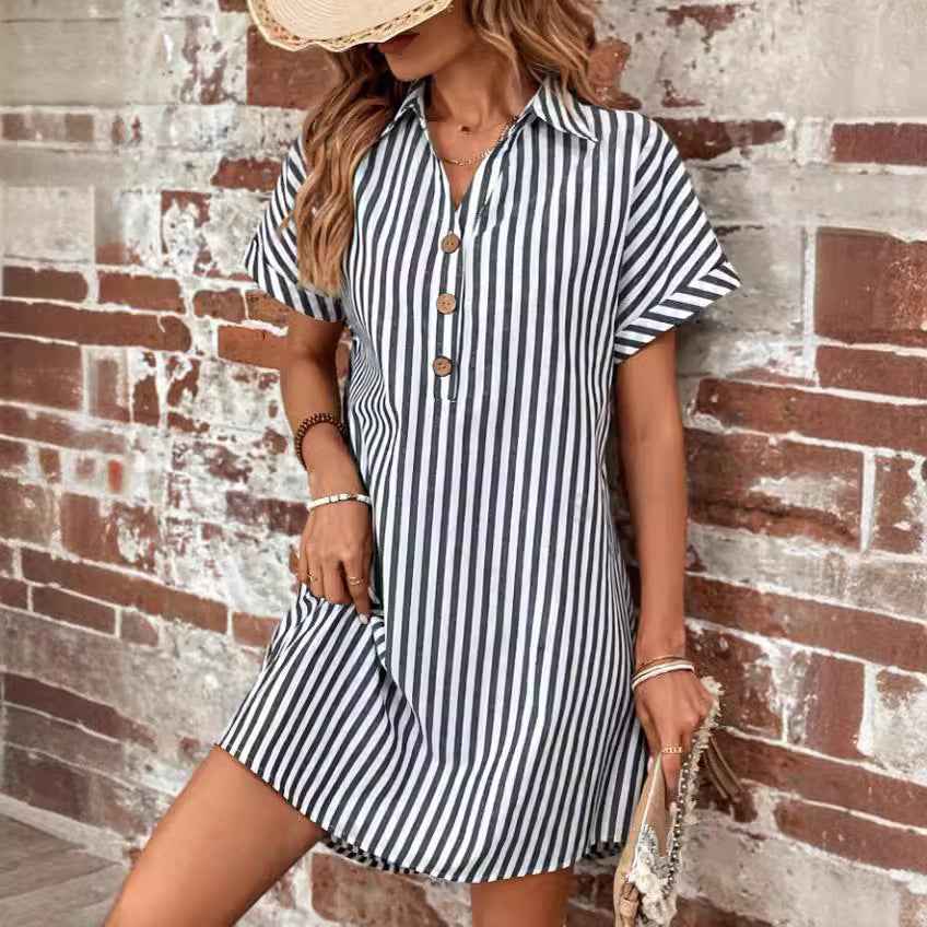 Coastal Stripe Collared Shift Dress