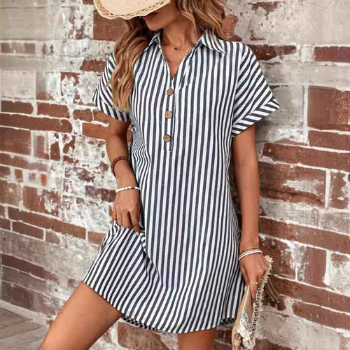Coastal Stripe Collared Shift Dress