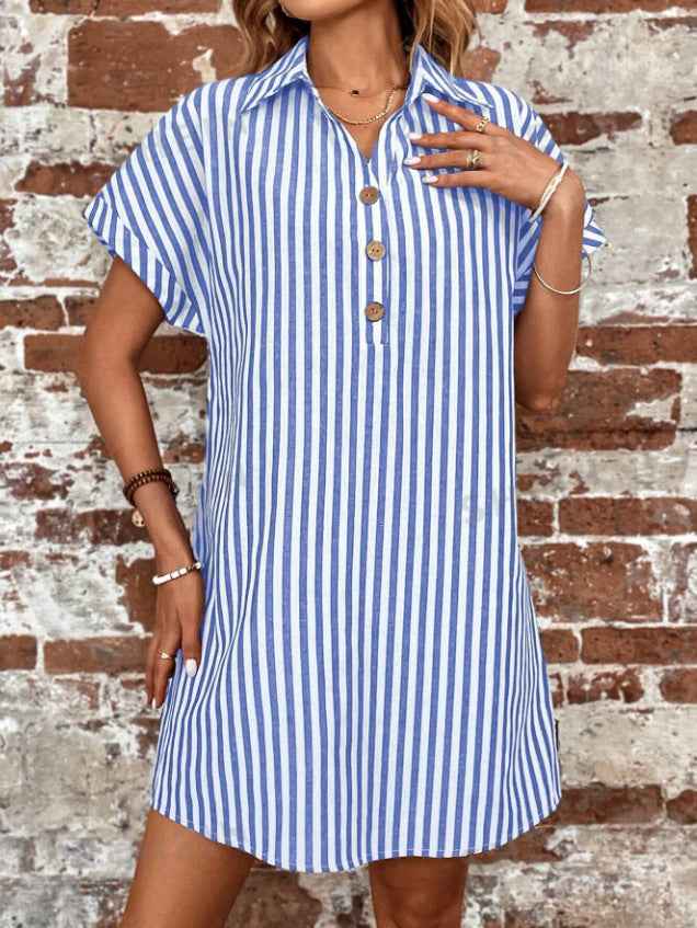 Coastal Stripe Collared Shift Dress
