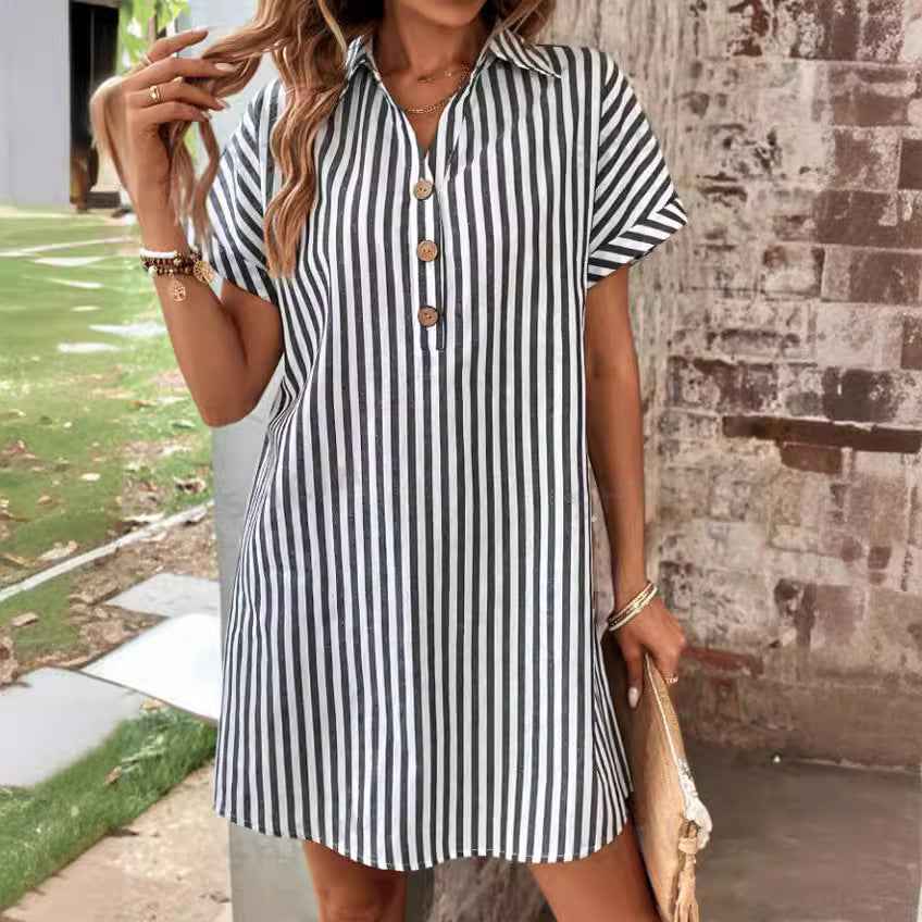 Coastal Stripe Collared Shift Dress