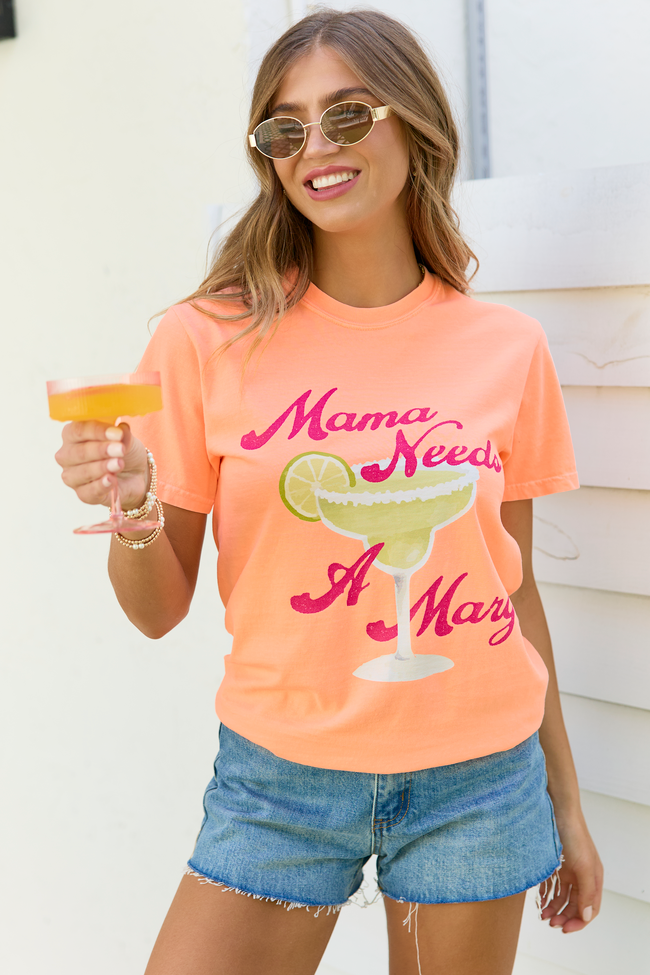 Mama Needs A Marg Neon Orange Comfort Colors Graphic Tee FINAL SALE