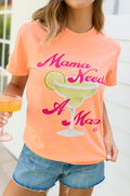 Mama Needs A Marg Neon Orange Comfort Colors Graphic Tee FINAL SALE