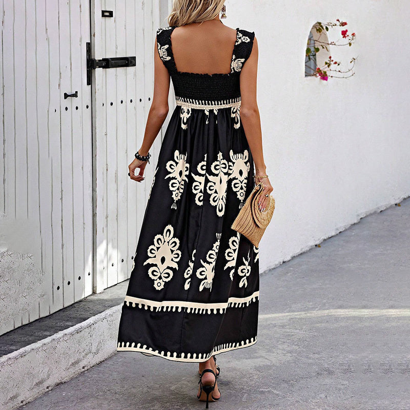 Santorini Printed Hankerchief Maxi Dress