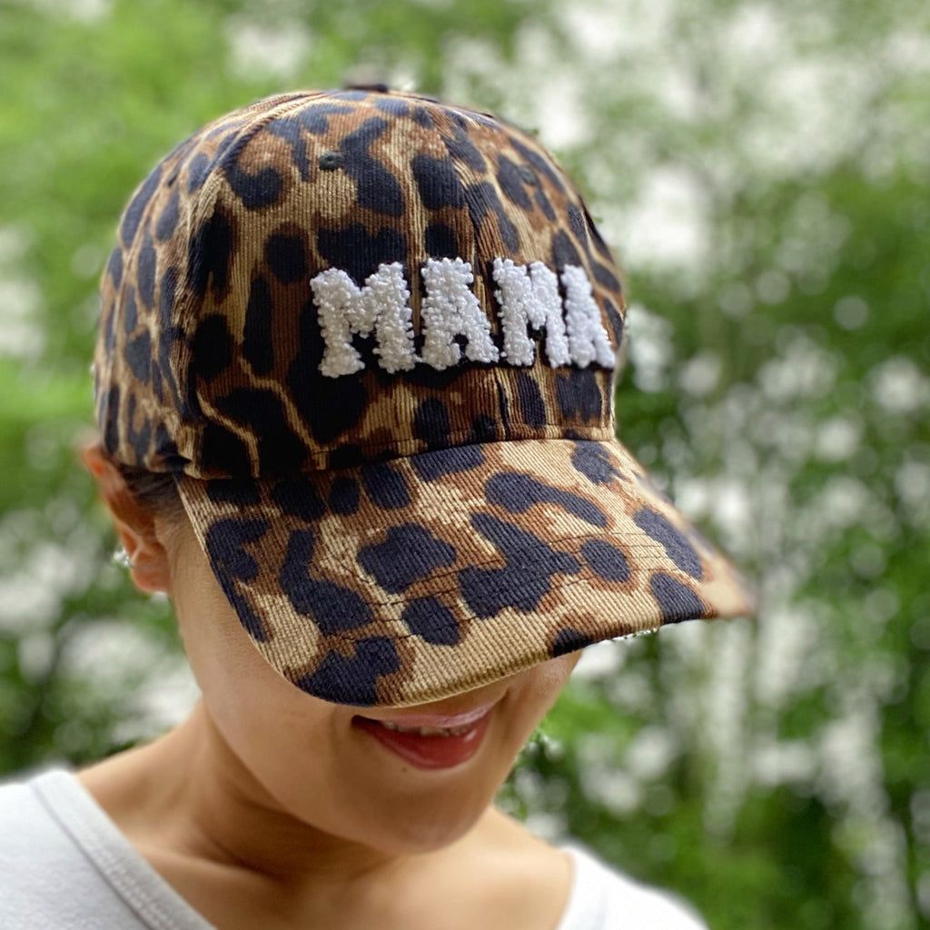Leopard Mama Corduroy Baseball Cap