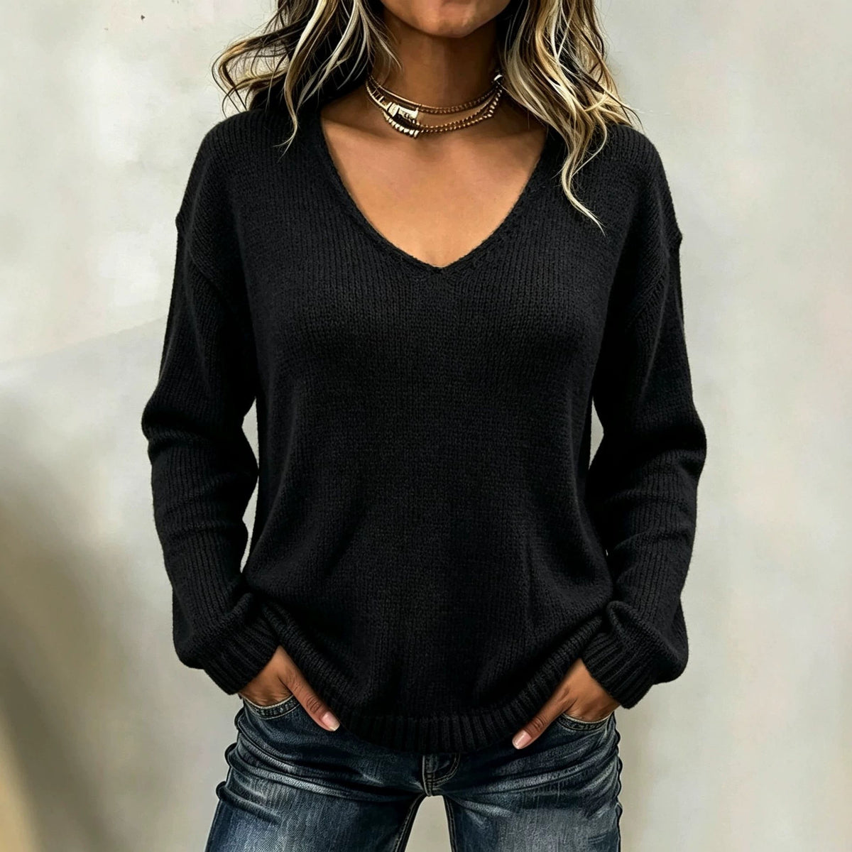 Easy Days Relaxed V-Neck Sweater