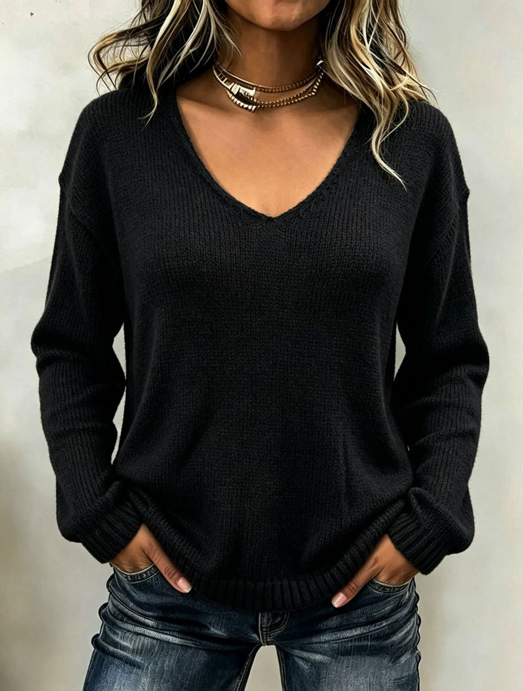 Easy Days Relaxed V-Neck Sweater
